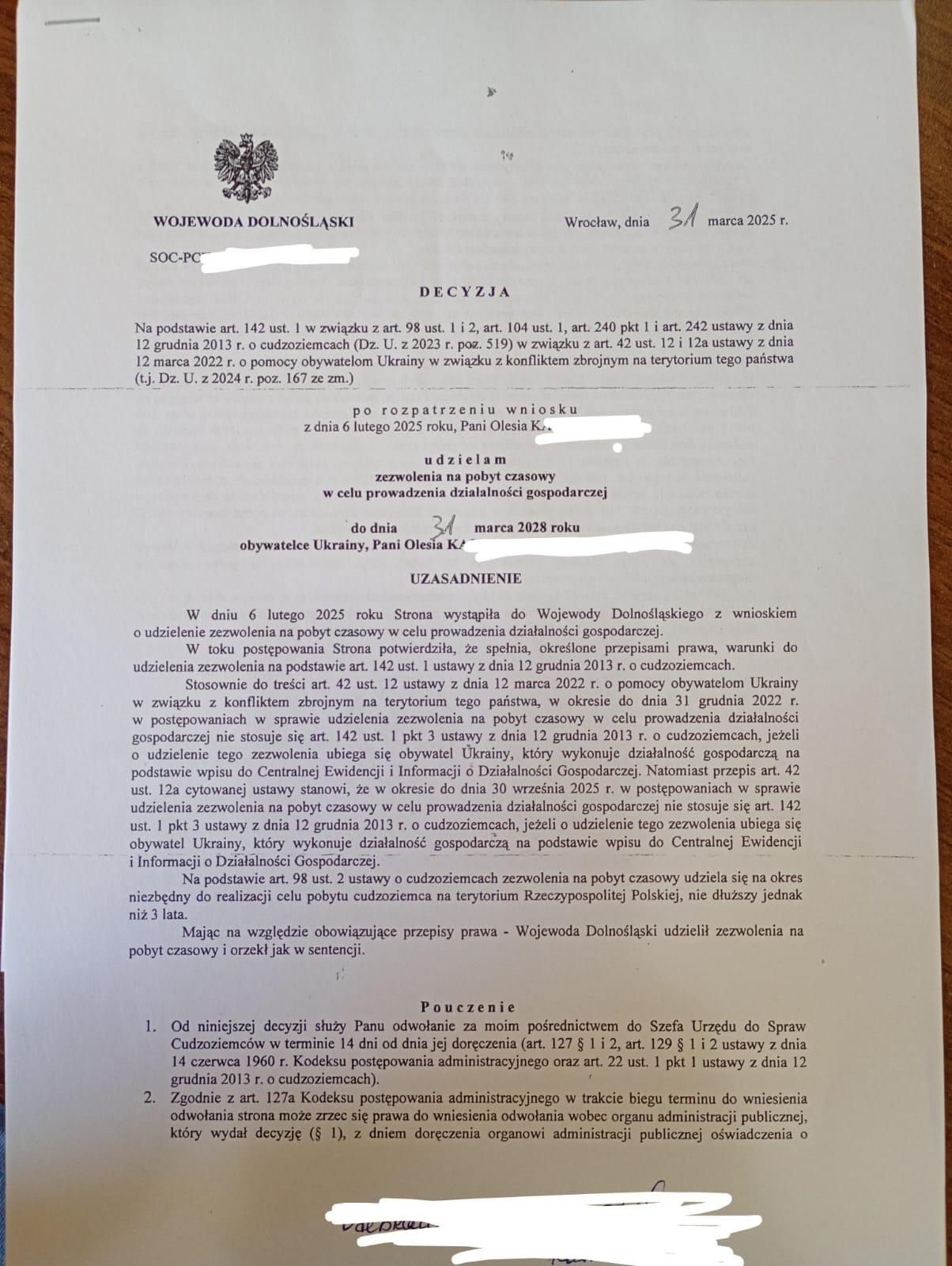 dezycja Olesia K ceidg